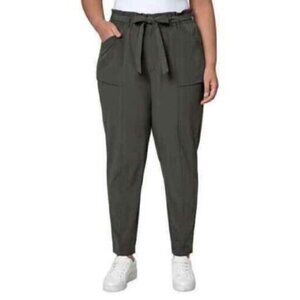 NWT MODERN AMBITION Womens Stretch Olive Pull on Pants Tie-Front Size M
